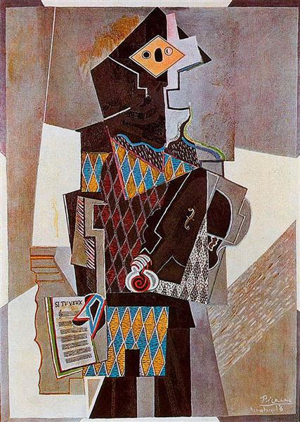 Pablo Picasso Classical Oil Painting Harlequin With Violin